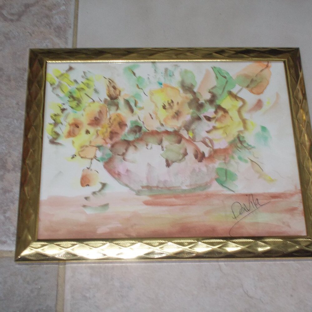 Original Collectable "Hopeful Yellow Floral" watercolor painting by Davila